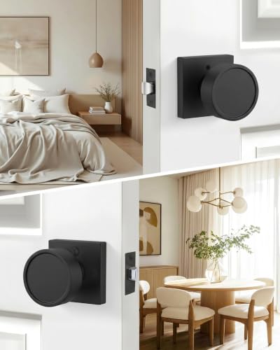 Image of Goldenwarm Black Door Knobs Interior, Privacy Door Knob Zinc Alloy, Matte Black Interior Door Knobs for Bedroom Bathroom, 1 Pack