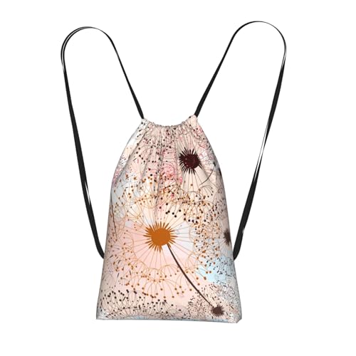 Pcoiuyb Diente de león pintado a mano,Mochila con cordón unisex, bolsa de deporte, bolsa de gimnasio, mochila plegable con cordón