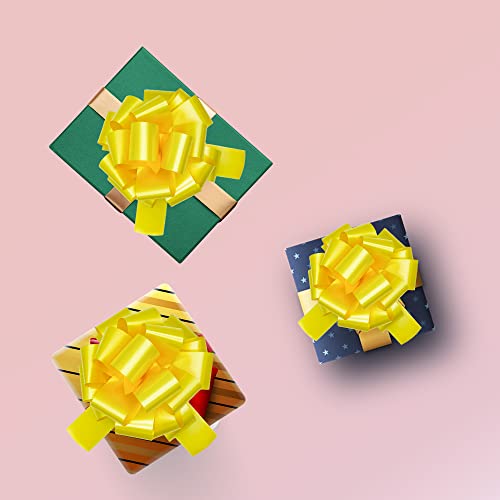 10 Pcs 4.7'' Ribbon Pull Bows For Gift Present Wrapping, Gift Bows For Wedding, Birthdays & Anniversaries Ribbon Bows For Flowers & Basket Decoration Large Bow For Gift Wrapping (Yellow) #TOP4