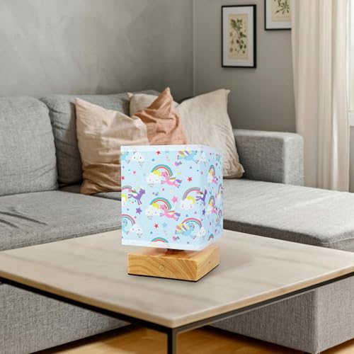 Wetry Kinder Nachtlicht, Touch-Dimmbar, Aufladbar, Holz Basis mit Stoff Lampenschirm, Auto Motiv, LED Tischlampe für Kinderzimmer, 11x11x16,5cm