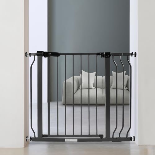 Image of BalanceFrom 29.1-​38.​5" Easy Walk-Thru Baby and Pet Safety Gate with Hold-Open and Auto-Close – Adjustable Steel Barrier for Stairs, Doorways, and Hallways, No Drilling Installation