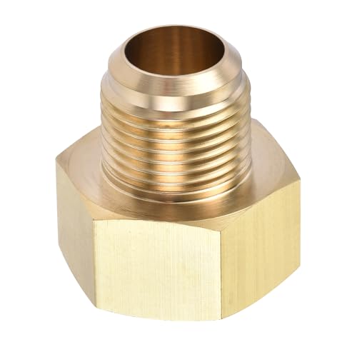 Image of YOKIVE Pipe Fitting, Brass Tube Adapter Connector, Great for Hydraulic Applications (1 /2 SAE Flare Male & 3 /4 SAE Female)