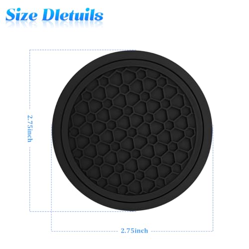 Portavasos para coche, 4 unidades, diámetro 2.75 pulg, negro miniatura 2