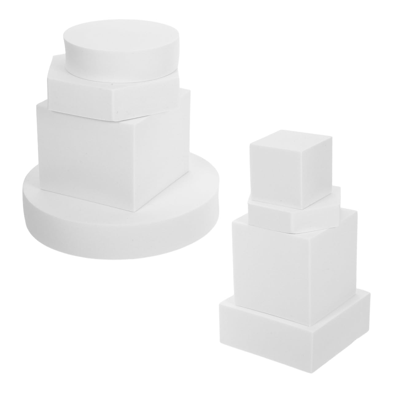 STOBAZA Set 8 Cubi Geometrici in Schiuma Bianchi Per Fotografia Accessori Leggeri Per Props Gioielli Cosmetici Decorazione Studio Fotografico