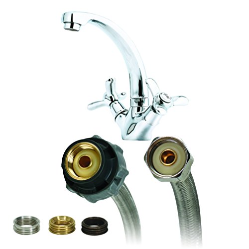 Fluidmaster 4F16Ucsr Universal Click Seal Faucet Connector, Braided Stainless Steel - 3/8-Inch, 7/16-Inch, 1/2-Inch Compression, Or 1/2-Inch F.i.p. Thread X 1/2-Inch F.i.p. Thread, 16-Inch Length #TOP1