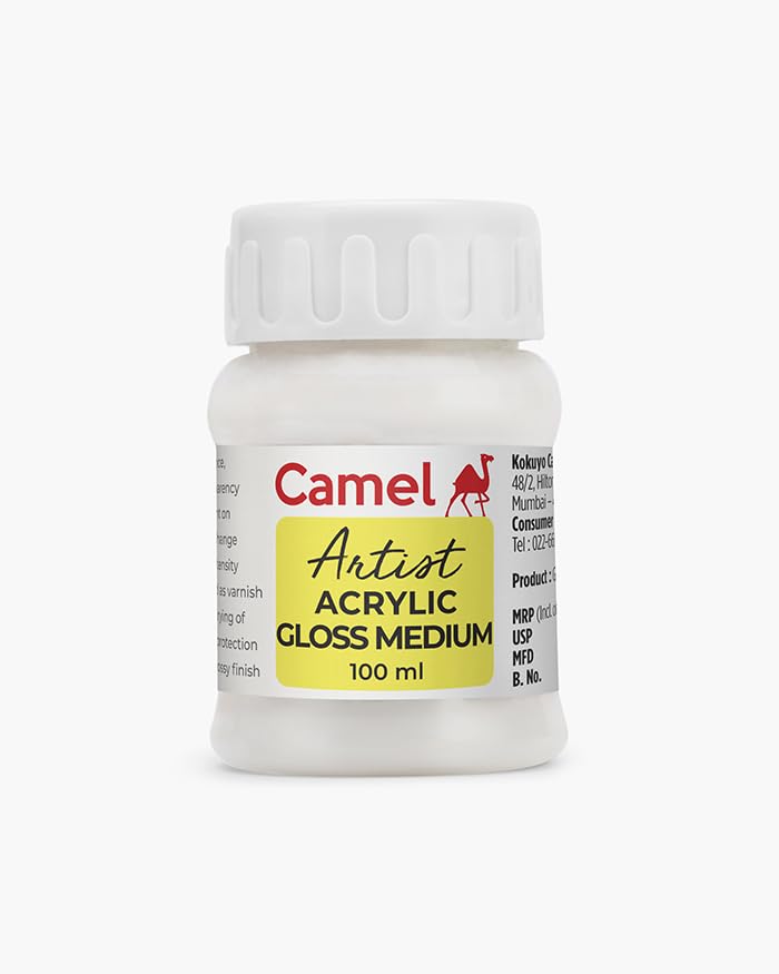 Image of Camel Artist Acrylic Gloss Medium 100 ml | Transparent Gloss Medium for Acrylic Painting, Colour Enhancement & Glazing