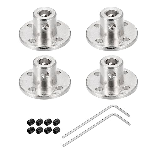 Rebower 5mm Rigid Flange Coupling Connector Motor Guide Shaft Coupler (w 8pack Fastening Screw M3 Hex Wrench), [for DIY RC Model Stepper Motors Part]- 4Pack