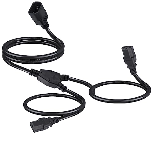 Image of IEC320 Y Splitter extension Cable, 1m Single C14 to Dual C13 short power Y Type double Kettle Lead Splitter UPS PDU Power Extension Adapter Cable Cord for Computer, TV, PC, Monitor…