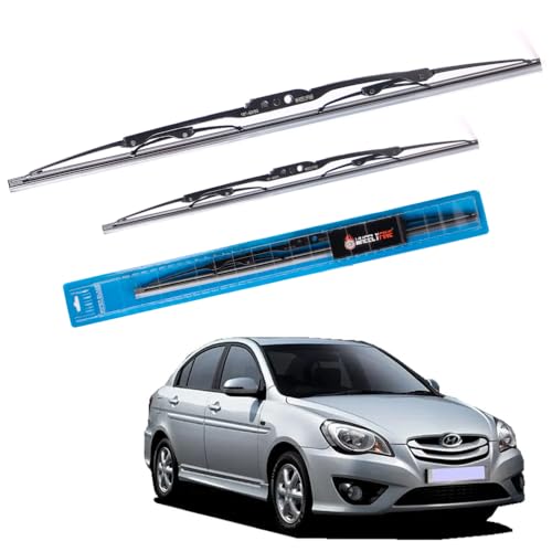Image of Windshield Car Wiper Blades Metal Frame Water Repellant Cleaning Wiper Blades Refills Best for Hyundai Verna (Rb) (2010 Onwards) Dr 24 inch /Pa 16 inch