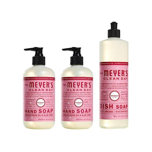 Image of Mrs. MEYER'S CLEAN DAY Variety, 2 Liquid Hand Soap 12.5 OZ, 1 Liquid Dish Soap, 16 FL OZ, 1 CT (Peppermint)