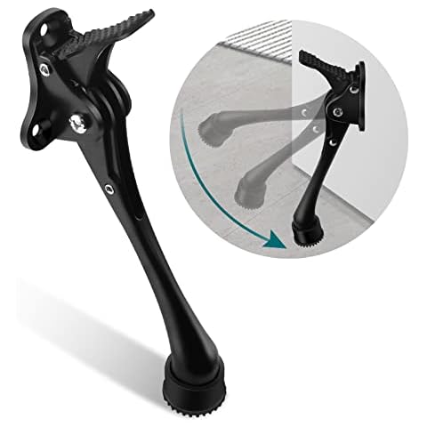 TOKPLNU Door Stops, 5Inch Long Kick Down Door Stop Heavy Duty Black Kick Down Door Locks Stopper, Zinc Alloy, Kick Down Door Stay Holder With Rubber Tip & Spring for Patio Outdoor Gate, Keep Door Open Cover