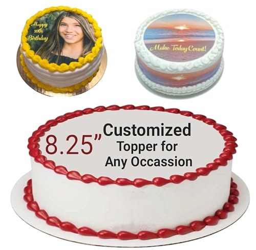 Create Your Own Personalized Edible Cake Topper - 8.25” Edible Print Company Logo, Personalized Images Pictures Theme Party Cake Sheets - 1 Per Icing Sheet