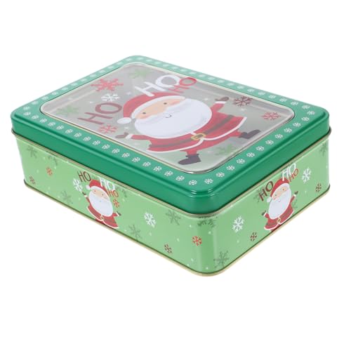 HIAKDOFT Caja de Lata Cuadrada con Ventana Transparente para Almacenamiento de y Galletas Caja Metálica Decorativa Navideña Resistente y Práctica para Fiestas y Regalos