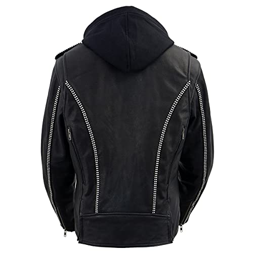 Image of Milwaukee Leather Women's Premium Leather Motorcycle Riding Jacket With Removable Hoodie Liner