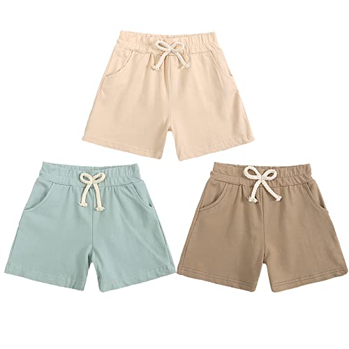 Image of MYGBCPJS Baby Girls Boys 3 Pack Cotton Linen Blend Cute Bloomer Shorts Loose Harem Shorts