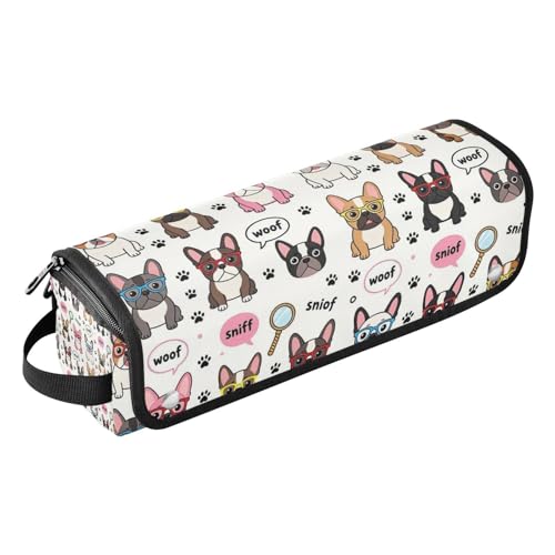 Bolsa organizadora para herramientas de cabello y tapete resistente al calor con patrón de perro francés para viaje miniatura 1