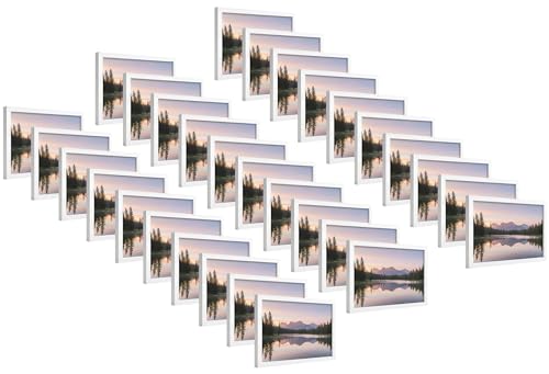 Image of 4x6 Inch Wooden Photo Frame | Fits 4x6 Photos | 0.5 mm Unbreakable Acrylic Front | Wall & Tabletop Display | Lightweight Gallery Style Frame for Home & Office (30, Elegant White)