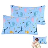 OUDQFCJ 2 pezzi Federa Cuscino Bambino 100% Cotone con Chiusura a Busta Federa per Cuscino Carrozzina e Lettino per Bambini (Dinosauro)