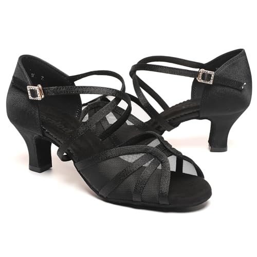 Mesh Women's Latin Dance Shoes, Salsa & Ballroom, Satin Prom Shoes with Low Heels2