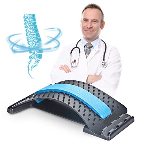 Qinux Lumbak Pro - Back Cracker Crujidor de Espalda Estiramiento Lumbar para Espalda Back Stretcher, Corrige la postura, 3 Niveles de Estiramiento, Resultados a Corto Plazo, Azul
