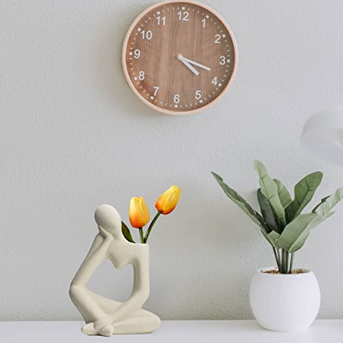Ceramic Thinker Vase For Flowers, Minimalist Statue Abstract Decor, Modern Office Table Shelf Decor Aesthetic, Beige Art Thinking Man For Bedroom Desktop Decoration Accessories #TOP3