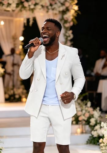 Image of Short Suits for Men 2 Piece Summer Mens Suit Beach Wedding Tuxedo