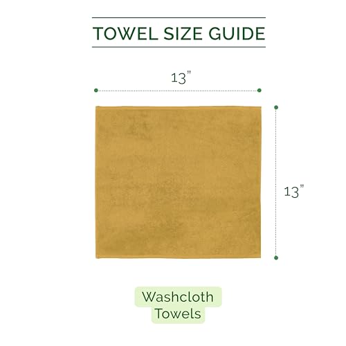Image of Elegant Comfort 100% Turkish Cotton Corduroy Ribbed Luxury Washcloths 6 Pack Soft 13 x 13 Inch - Higly Absorbent, Durable, Quick Dry, Spa Premium Hotel Quality for Bathroom or Travel, Gold