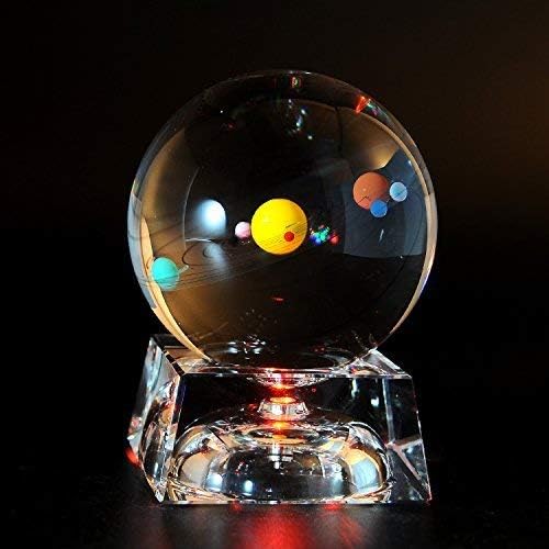 Vanory Crystal Ball - Galaxy Balls for Kids with LED Lamp Base, Clear 80mm(3 inch) Galaxy Glass Art for Kids Birthday Gifts, Teacher Gifts, Valentine's Day and Birthday