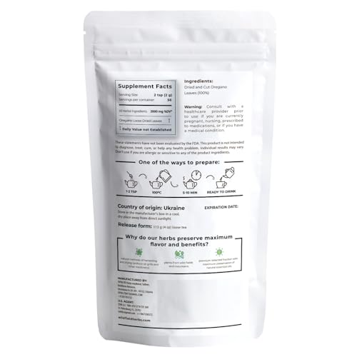 Image of 4 oz. Oregano Dried Oregano Leaves Herbal Tea (Origanum Vulgare L.) - 113g Dry Herb Tea Egano