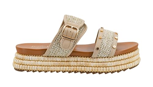 Corkys Footwear Women's Walk Of Shame Sandals - Comfortable 1.5-inch Platform and a Soft Insole Designed for All-Day Wear, Two Chic Straps and Raffia Wrapped Outsole2