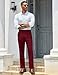 COOFANDY Men Fashion Expandable Waist Suit Pants Formal Work Regular Fit Pants Dark Red