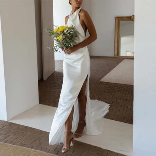 Strapless Satin Wedding Dresses with Bow Sweep Train A Line Bridal Dress for Women Mini Dress for Bride Lace Up Back2