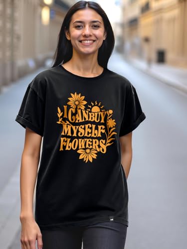 Image of Bewakoof Women's Typography Boyfriend Fit Half Sleeve Round Neck Cotton T-Shirt 646748 Black 3XL