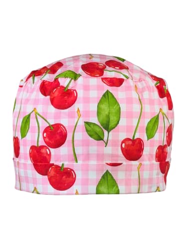 Image of Scrub Cap for Women and Men, Ponytail Scrub Caps, Working Hat, Head Cover with Ribbon Ties and Buttons, Long Hair
