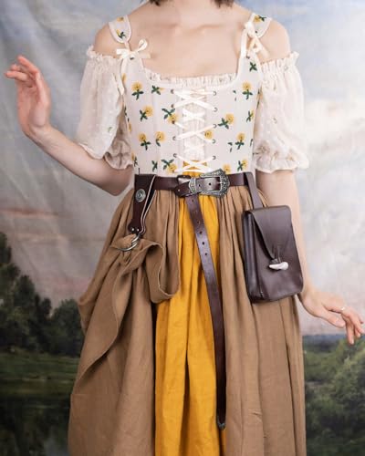 L'VOW Medieval Skirt Hikes Leather Belt - Women's Pirate Belt Skirt Clip Viking Halloween Ren Faire LARP Accessory3