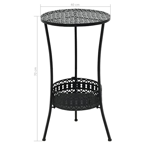 Golinpeilo Patio Bistro Table Black With A Bottom Basket, Metal Outdoor Dining Retro Side Table Round Outdoor Table For Poolside, Deck, Porch, Backyard, Garden, Balcony 15.7"X27.5" #TOP5