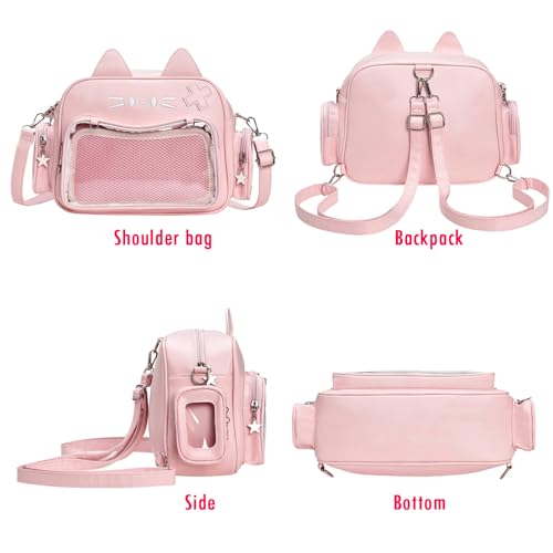 Kawaii Ita Bag Backpack Crossbody Bag Cat Shoulder Bags Multi-Purpose Pin Display with Insert