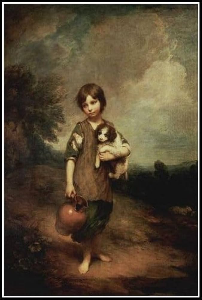 水瓶を持つ少女像 Amazon | トーマス・ゲインズボローによる犬と水差しを持つ農民の少女