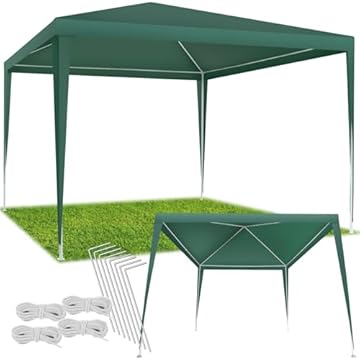 tectake® gazebo 3x3 m, impermeabile, pieghevole, struttura in acciaio, copertura con protezione UV, tendone da esterno, per fiere, spiaggia, gazebo esterno resistente, con corde e picchetti - Verde