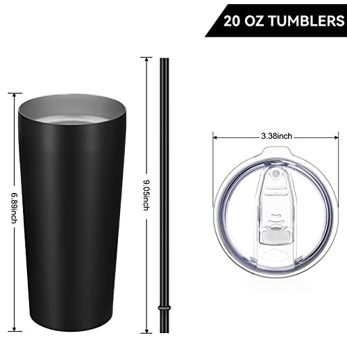 Image of VEGOND 20oz Tumbler Bulk with Lid and Straw 1 Pack, Stainless Steel Vacuum Insulated Tumbler, Double Wall Coffee Cup Travel Mug, Black