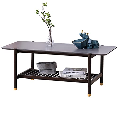 Table basse rectangulaire grise double couche pour ranger vos télécommandes - 2