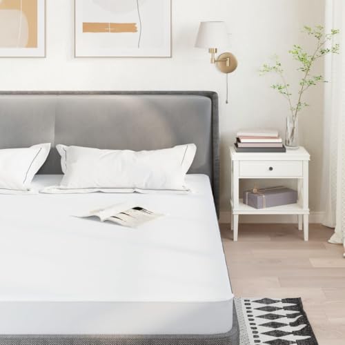 LAPOOH Protector de colchón blanco, 140 x 190 cm, impermeable, protector de colchón impermeable, funda de cama, protector de colchón-4100149