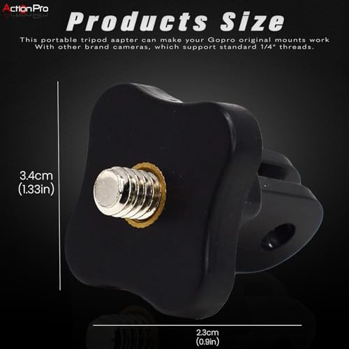 Image of Action Pro Plastic Tripod Adapter with Standard 1 /4 Inch Thread, Compatible with GoPro 13 /12 /11 /10 /9 /8 /7 /6 /5 /4 /3+ /3, Xiaomi Yi, SJCAM & Other Action Cameras (Pack of 3)