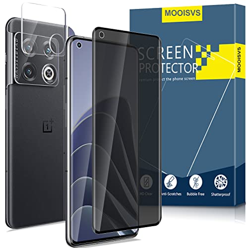 [2+2]MOOISVS For Oneplus 10T 5G Privacy Tempered Glass Screen Protector(2packs)+Camera Lens Protector(2packs),Ultra HD Tempered Glass Film,Anti-Spy,9H Hardness,Case Friendly,Anti-Scratch,Bubble Free