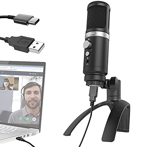 Moman Mikrofon PC, EM1 USB PC Kondensatormikrofon Plug&Play mit Stabiler Ständer, Microphone Für Computer Windows Mac…
