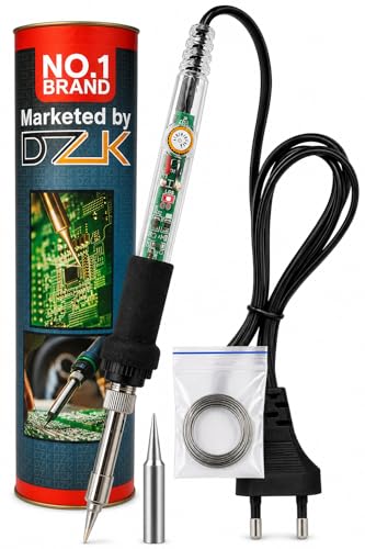 Image of DZK 60W 220V Professional Soldering Iron Kit with 100% Genuine Copper Tip & High-Qualit Solder Wire Fast Heating Electric Iron for Mobile Repair, DIY & Electronics Work (2026 Edition)