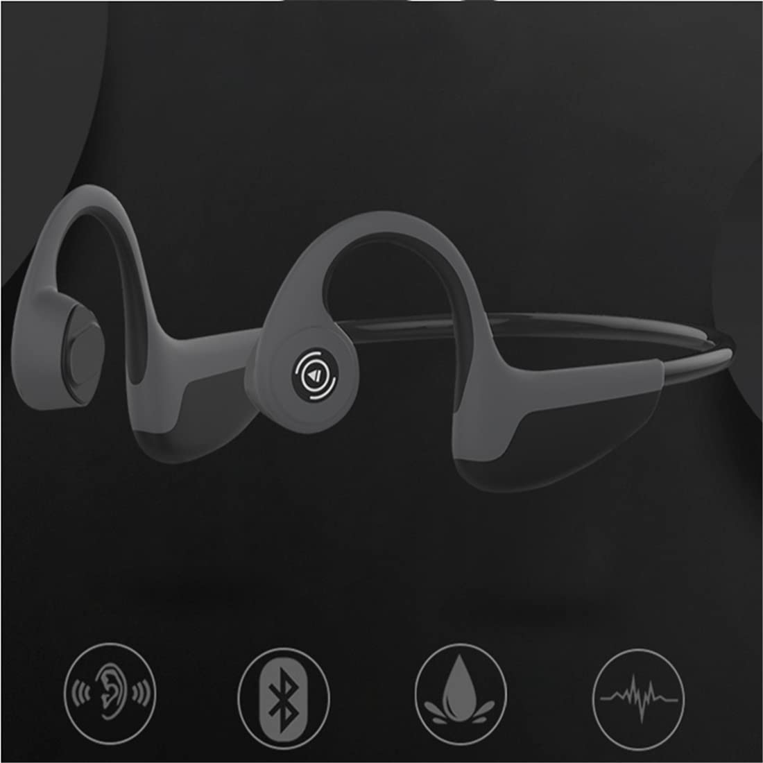 Bezprzewodowe słuchawki do przewodzenia kostnego Bluetooth 5.0 Otwórz ucho, IPX5 Wodoodporne Ultra Lekkie Zestawy sportowe, do Wodoodporności Sportowe Running Fitness Cycling,Gray