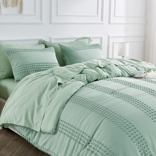 ENJOHOS Sage Green Comforter Twin XL Boho Twin Bedding for Teen Girls, 3 PCS