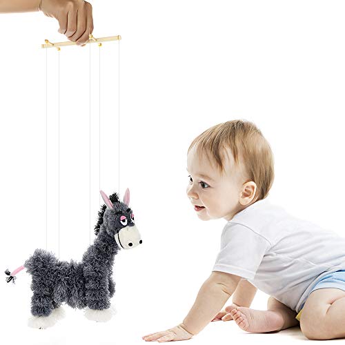 Firlar Small Donkey Marionette Toy, Handmade Crazy Donkey Marionette Puppets Doll Parent-Child Interactive Educational Toys for Children Kids - Thumbnail 6