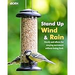 iBorn Metall-Vogelfutterhaus zum Aufhängen für Wildvogelfutter, Vogelfutterspender，geeignet für Mischfutter, Niger-Saat,Sonnenblumenkerne, robuste Ganzmetall-Ausführung,20cm(8 Zoll),Schwarz – Bild 2
